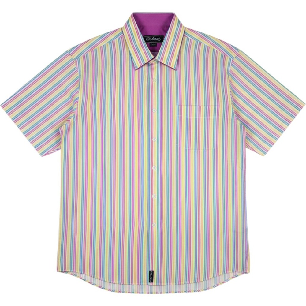 Celebrity Collection Men's 2XL Rainbow Stripe Double Collar Shirt NWT